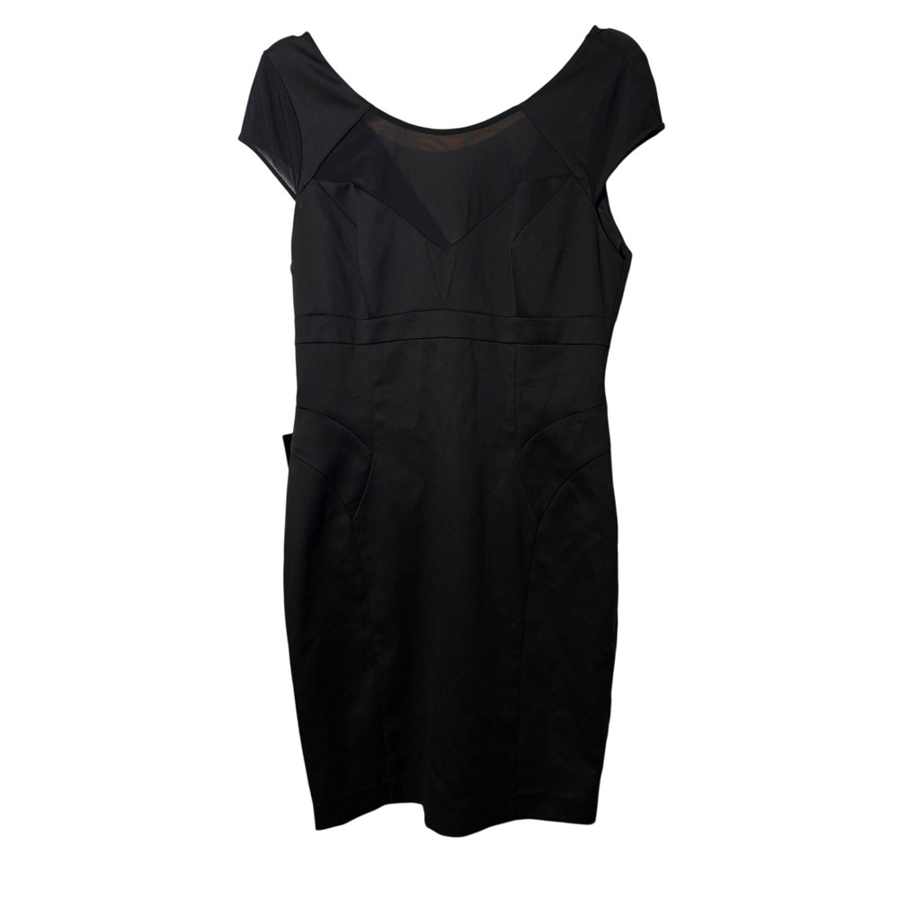 Bebe Gretchen Mesh Insert Dress Black Bodycon Cap Sleeve BNWT 10